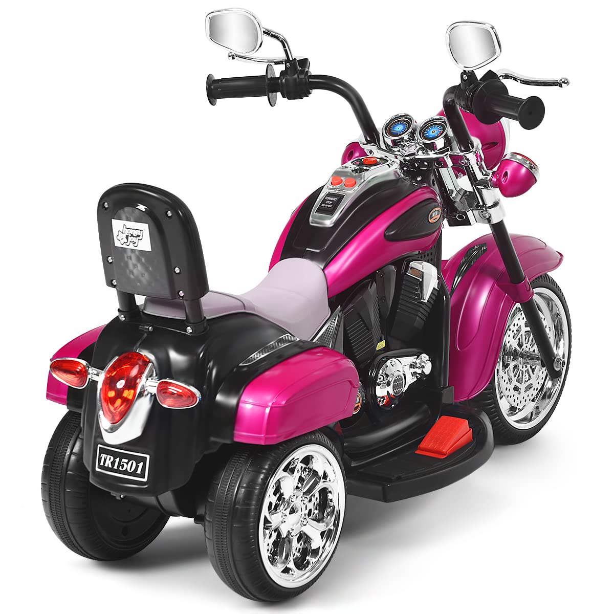 GOPLUS 6V Elektromotorrad für Kinder, Dreirad Kindermotorrad mit Vor-und Rückwärtsschalter, Elektrisches Motorrad, Mortorcycle, Elektrofahrzeug für Kinder ab 3 Jahre (Rosarot)