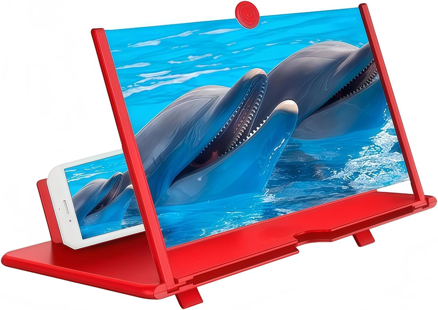 Screen Amplifier, Compatible with All Smartphones for Movie Videos Mobile Screen Projector (10.3 * 17.7 * 0.35 inches,) (Red)