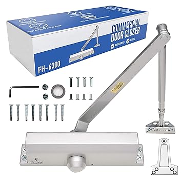 FS-6300 Lightweight Commercial Door Closer, Size 4, w/Fitting Template - Regular, Top Jamb or Parallel Installation