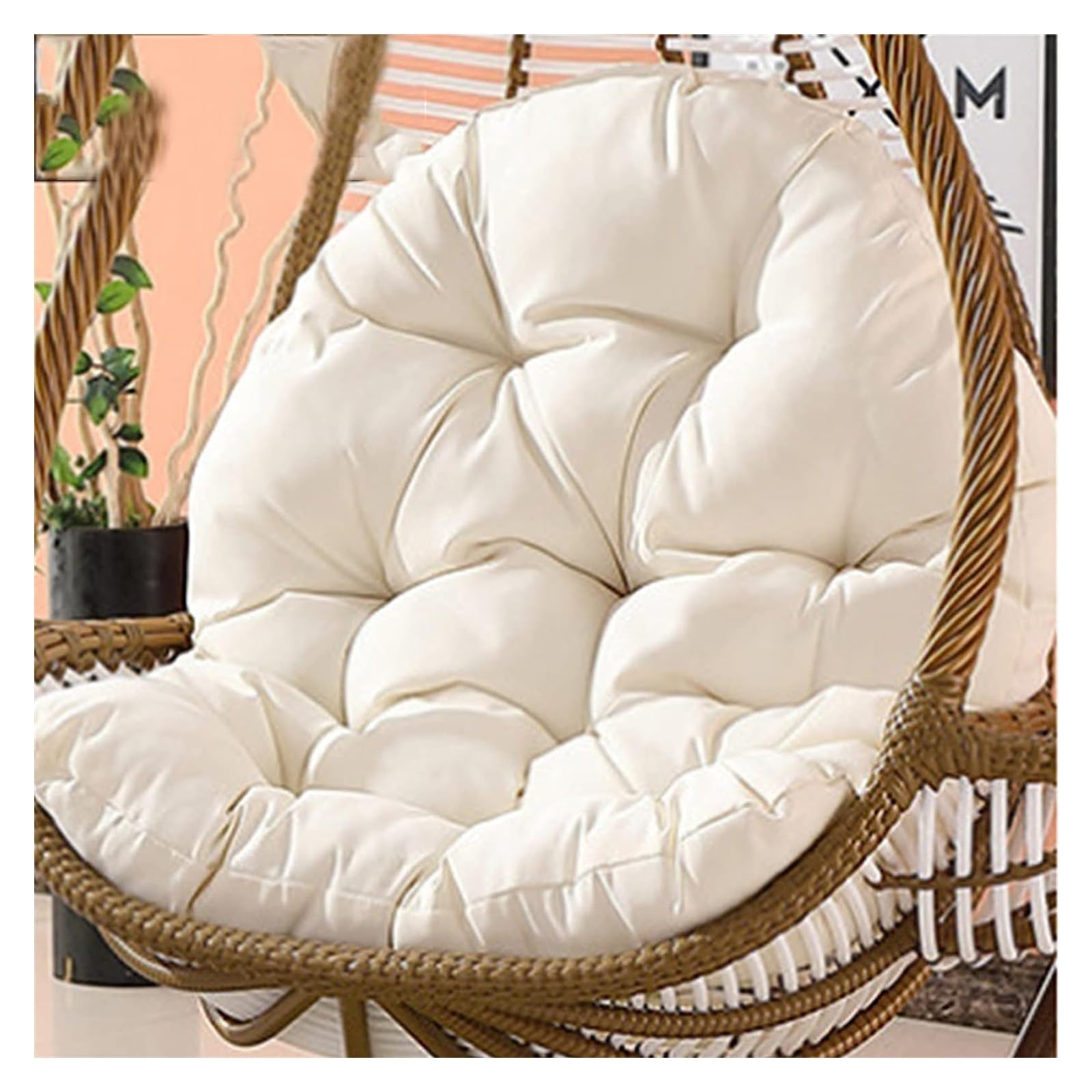 Outdoor And IndoorRattan Egg Chair Swing Cushion, Hanging Egg Chair Cushion Replacement, Washable Thick Rattan Swing Chair Egg Hanging Cushions, Waterproof And Sun-Resiatant,Orange ( Color : White )