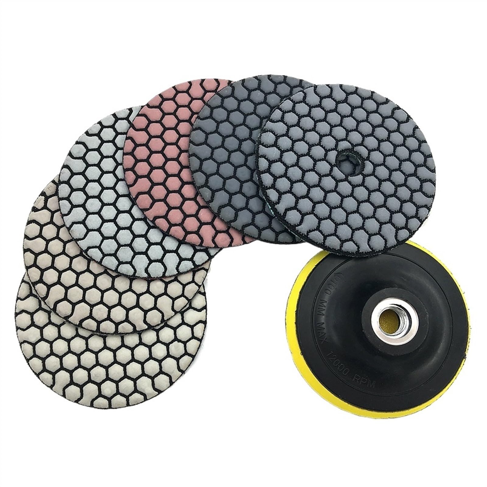 6 pezzi/set 3"/4" tampone for lucidatura a secco tipo tampone diamantato flessibile for granito marmo pietra disco abrasivo H3(COMPATIBLE_6 PCS_4 INCHES)