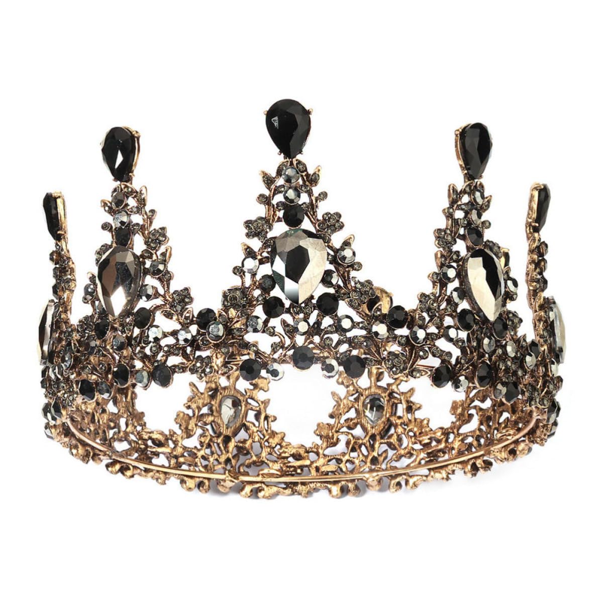 Golden Rhinestone Bride Tiara Headdress Wedding Crown Headband Made of Alloy with Retro Elegant Design, Easy to Wear and Take for Wedding and Photo Activity
