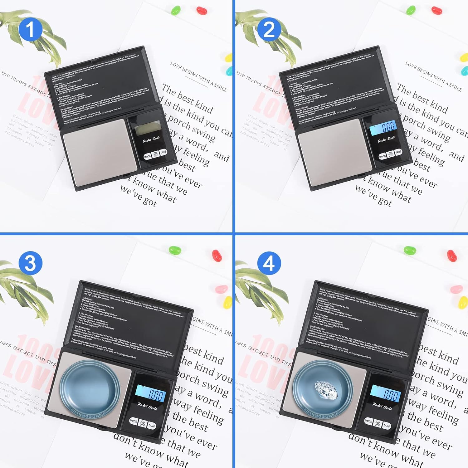 Báscula de Precisión 500g / 0.01g,Balanzas de Portátiles, Báscula de Joyería,con Pantalla LCD y 7 Unidades, Función de Tara,Plataforma de Acero Inoxidable — view 5