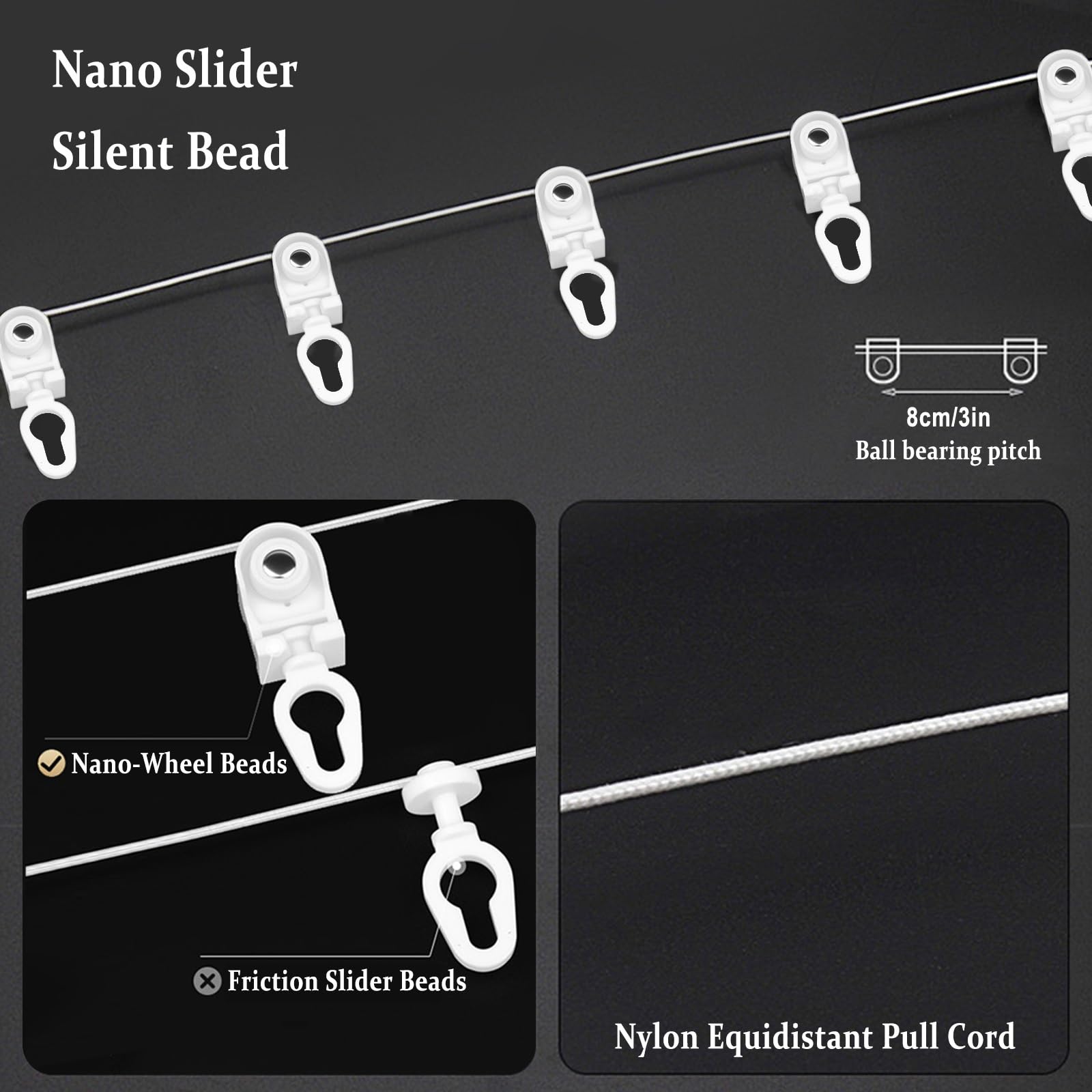 S-Sd - Riel de riel para montaje en pared o techo, perfecto para separadores de habitaciones, decoración de sala de estar y dormitorio, disponible en acabado champán, blanco y negro