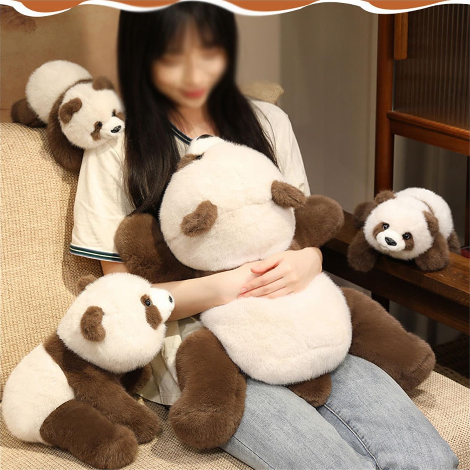 Peluche A Forma Di Panda, Morbido Tenero Peluche A Forma Di Panda Bianco E Nero Da Abbracciare Giocattolo Per Bambini(Brown,60cm/23.6in)