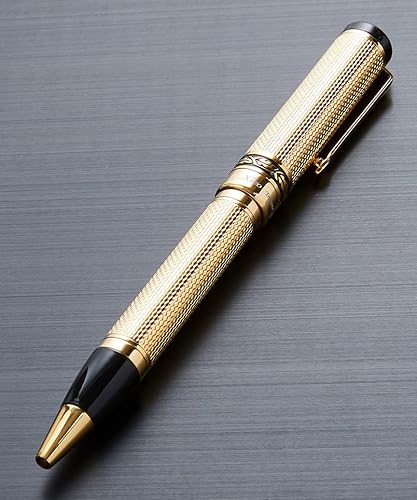 Miniatura 6 de Xezo Tribune Twist Action - Bolígrafo de punta media, latón guilloche chapado en oro de 18 quilates, hecho a mano, edición limitada, serializado
