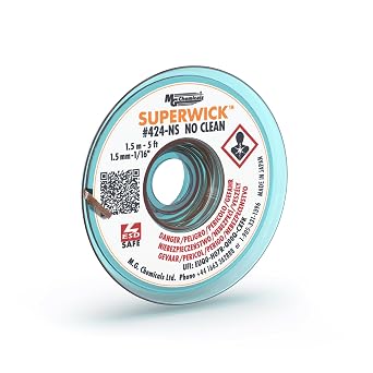 MG Chemicals - 424-NS #2 No Clean Super Wick Desoldering Braid, 0.05" Width x 5 Length