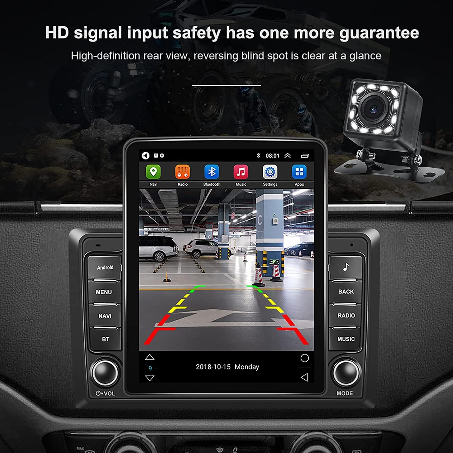 Double Din Car Stereo Compatible with Carplay and Android Auto, 9.7in HD Car Multimedia Receiver with Bluetooth GPS Navigation FM Radios Backup Camera IP68