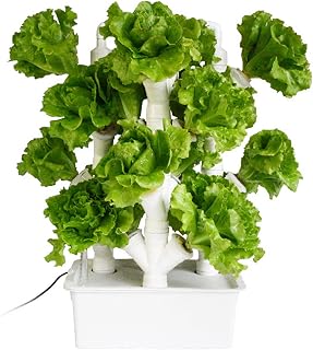 16/24/32 Pots Hydroponics Tower Aquaponics Grow System Garden Tower Aeroponics Growing Kit for Indoor & Outdoor - Water Tank, Sponge, Raw Tape - Herbs, Fruits and Vegetables,16Holes