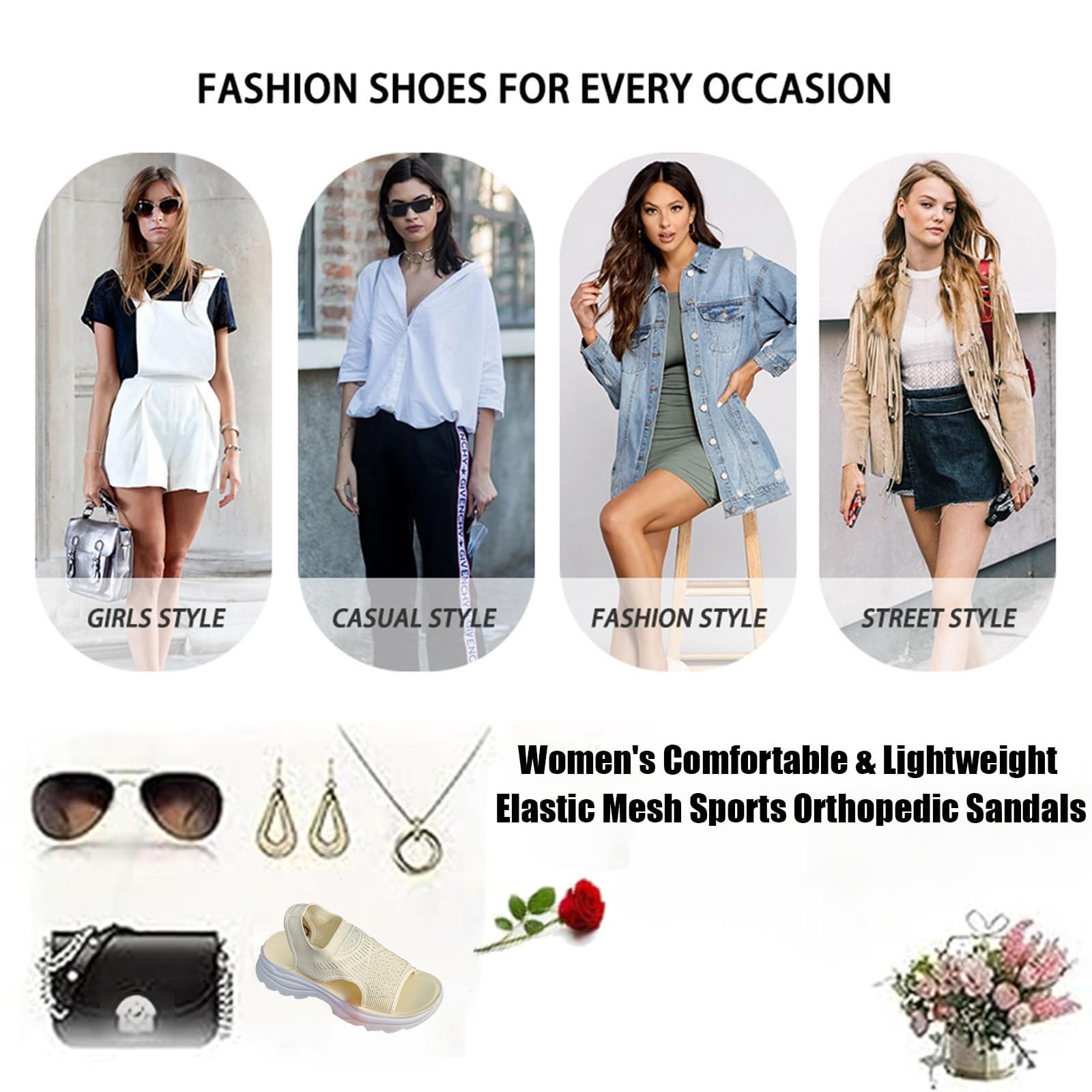 Sandali ortopedici sportivi da donna, comodi e leggeri, in rete elastica, con strass, a maglia, aperti sulla punta, leggeri, traspiranti, con plateau, con supporto per arco plantare