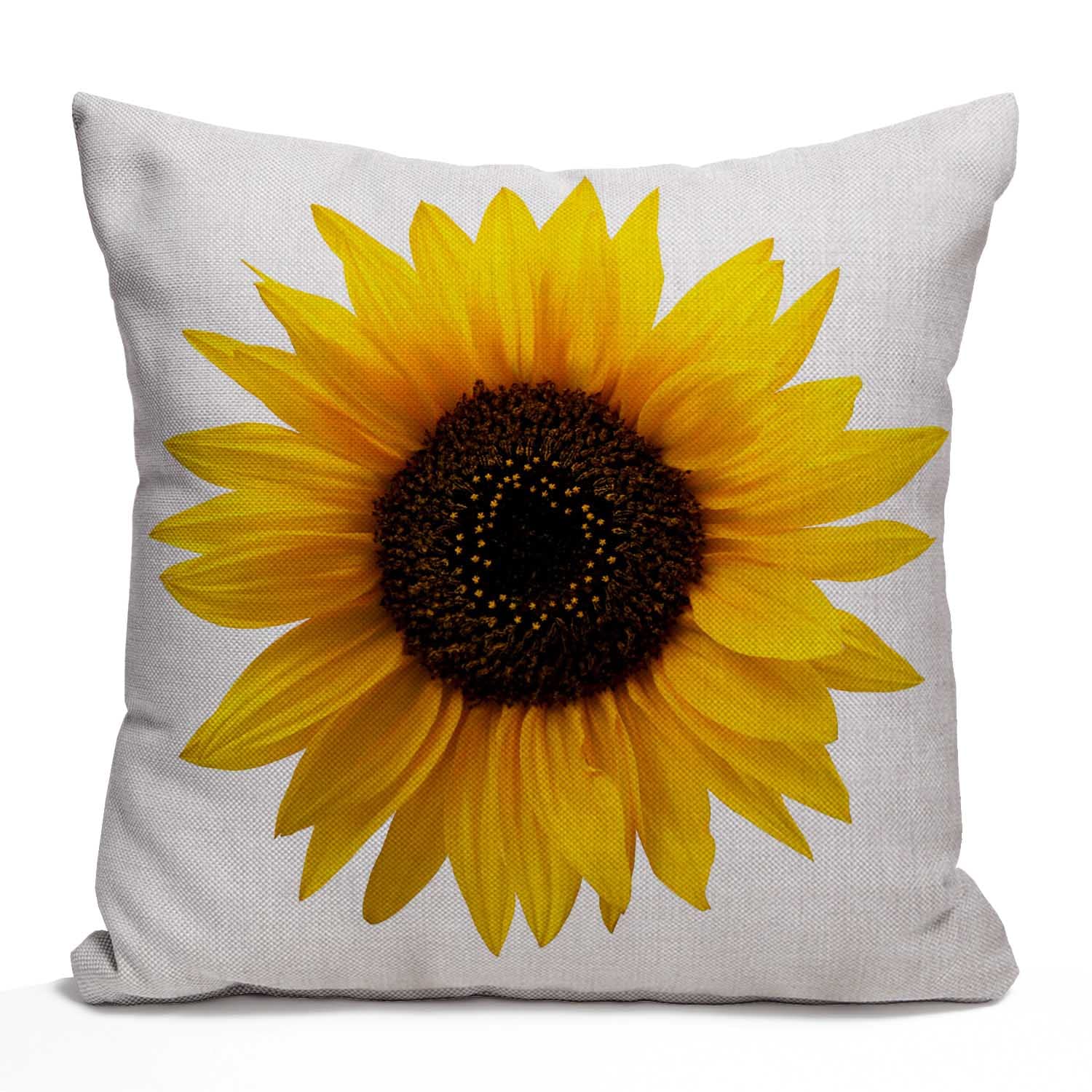 Tomda Multi092 45X45cm 18X18 Inch Decorative Cushion Cover Throw Pillow Cover White Leaf Sunflower White Photography Beautiful Beauty Nature Color Common Two Sides Pillow Case Square Print For Home