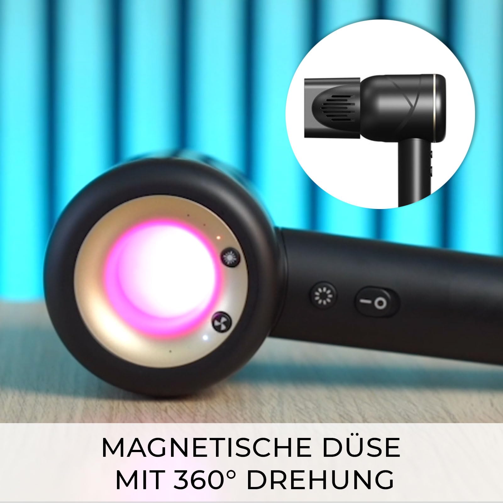 Intelligenter Haartrockner Ionen Air Essence MistralBlow iQ Ionic Gold&Black, Föhn mit diffusor, Haarföhn, Hair Dryer, Funktionen für schnelles und geräuscharmes Styling