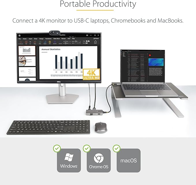 StarTech.com Adaptador USB-C Multipuerto, 4K 60Hz HDMI, Hub 3 Puertos USB, 100W PD miniatura 2