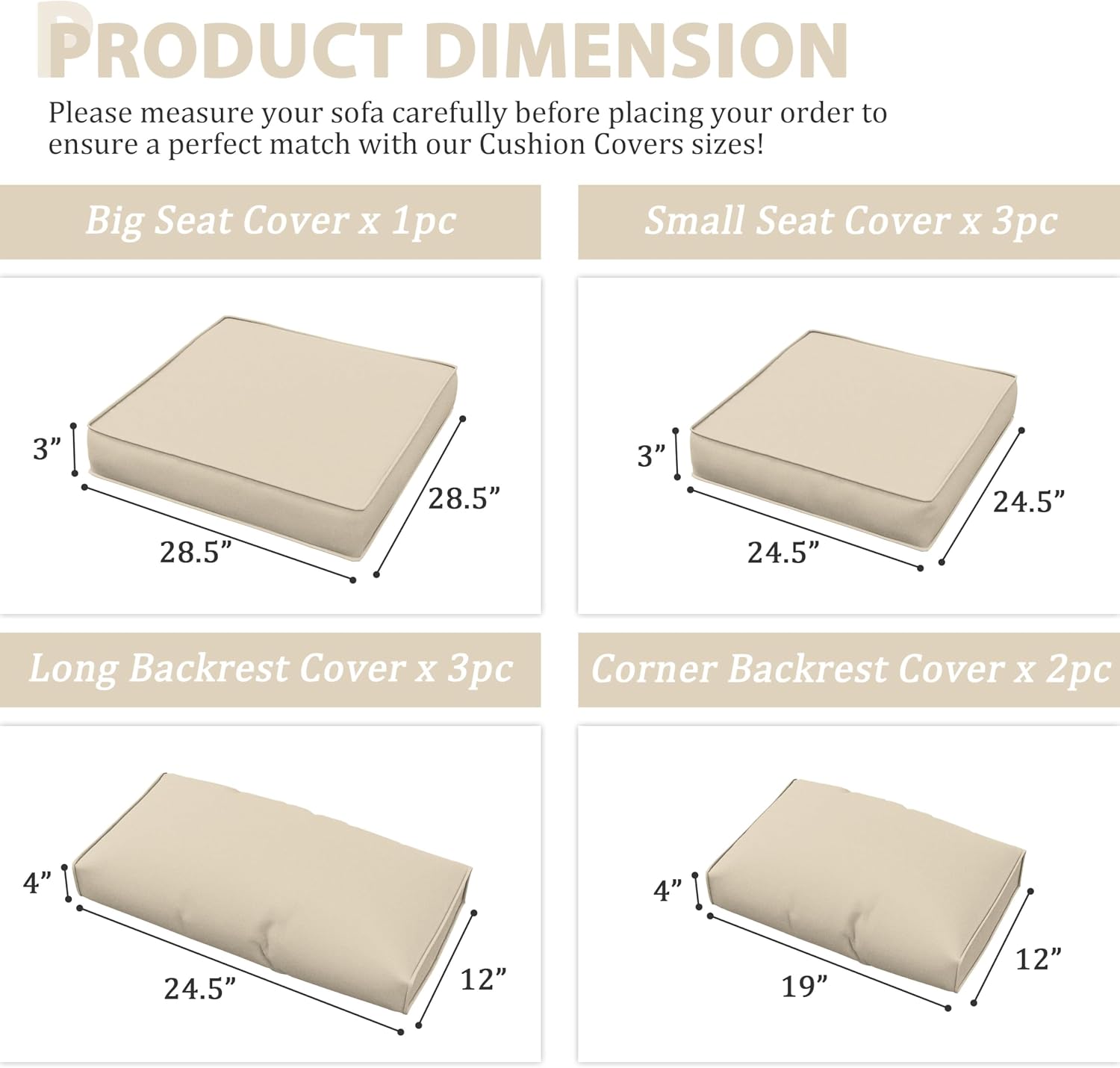 9 Pcs Outdoor Patio Furniture Cushions Covers Replacement Waterproof & Fadeness for 5 Pack Outdoor Couch Cushions Covers Set,Covers Only