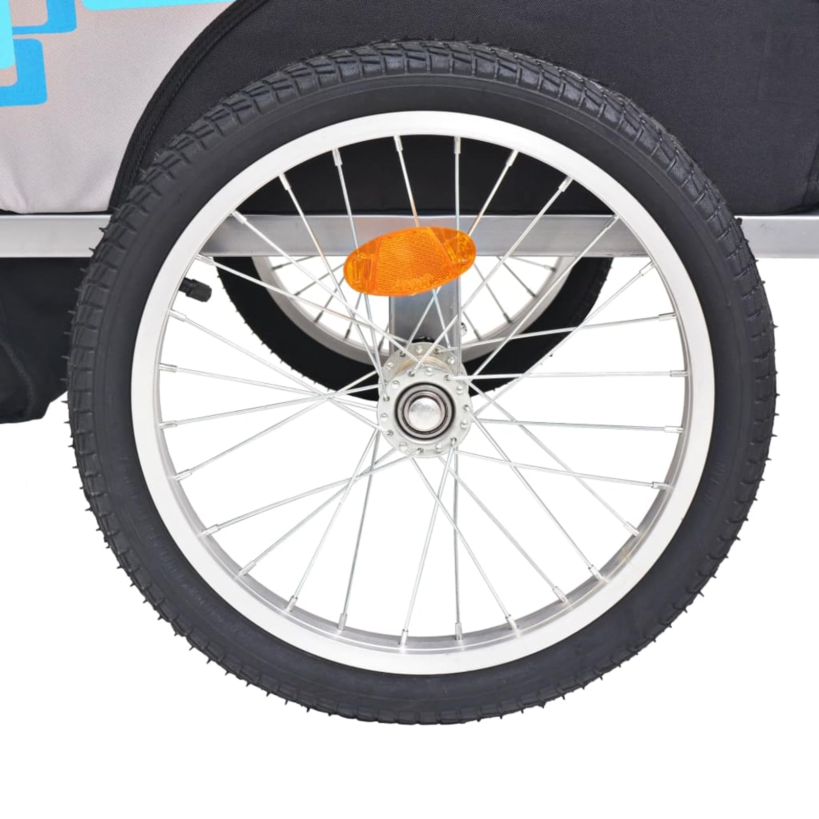Homgoday Kinder-Fahrradanhänger mit 5-Punkt-Sicherheitsgurt - Grau und Blau, max. 30 kg, für 1-2 Kinder, Oxford-Gewebe + Stahl-Rahmen Haustieranhänger Model91373