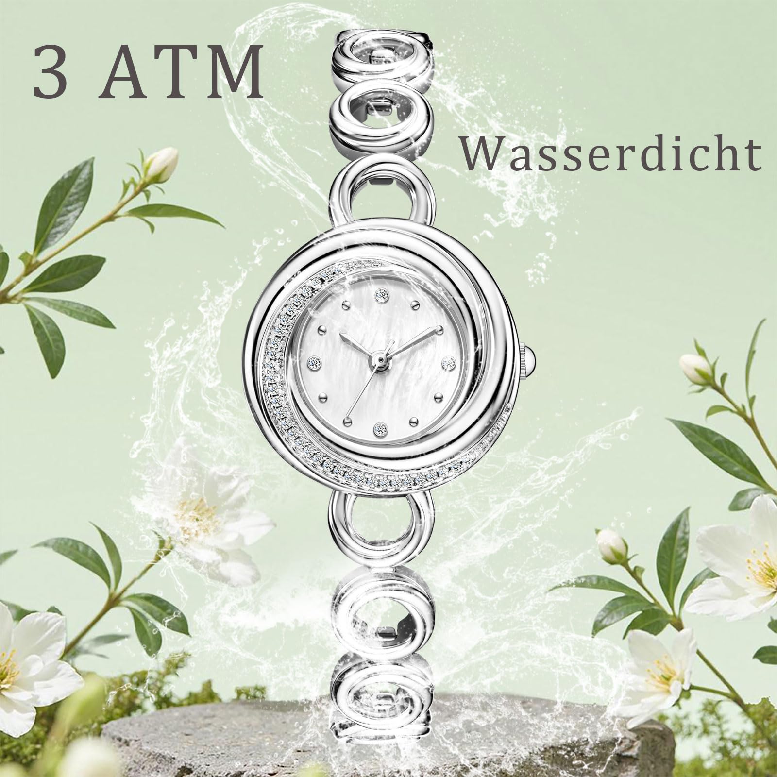 findtime Damen Armbanduhr Damenuhr Minimalistisch Analog Quarz Uhren Rund Schmall Klein Schmuckarmband Armkette Elegant Casual Business Einfach Wasserdicht Uhr mit Metall Armband Gold Weiß