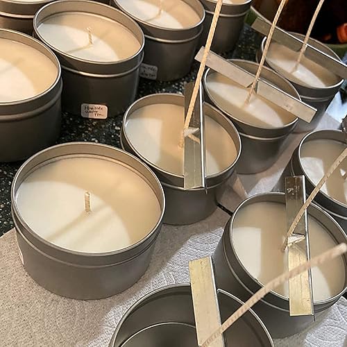 Miniatura 7 de NRANSON - Tarros de vela para hacer velas, 24 unidades de latas de metal con tapas, recipientes de vela para hacer velas, artes y manualidades,