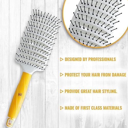 Miniatura 3 de GK HAIR Global Keratin - Cepillo profesional curvado ventilado de 3 pulgadas para secado por soplado, cepillo de ventilación desenredante con cerdas