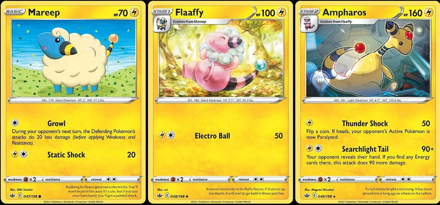 Ampharos 049 198 - Chilling Reign - Rare - Pokemon Evolution 3 Card Lot - Lightning Stage 2