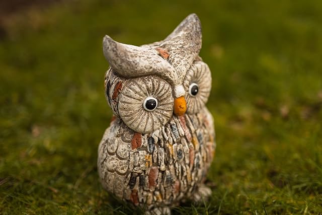 garden mile Resin Owl Ornament Garden Outdoor Indoor Decorative Patio Home Animal Bird Stone Effect Figurine Statue