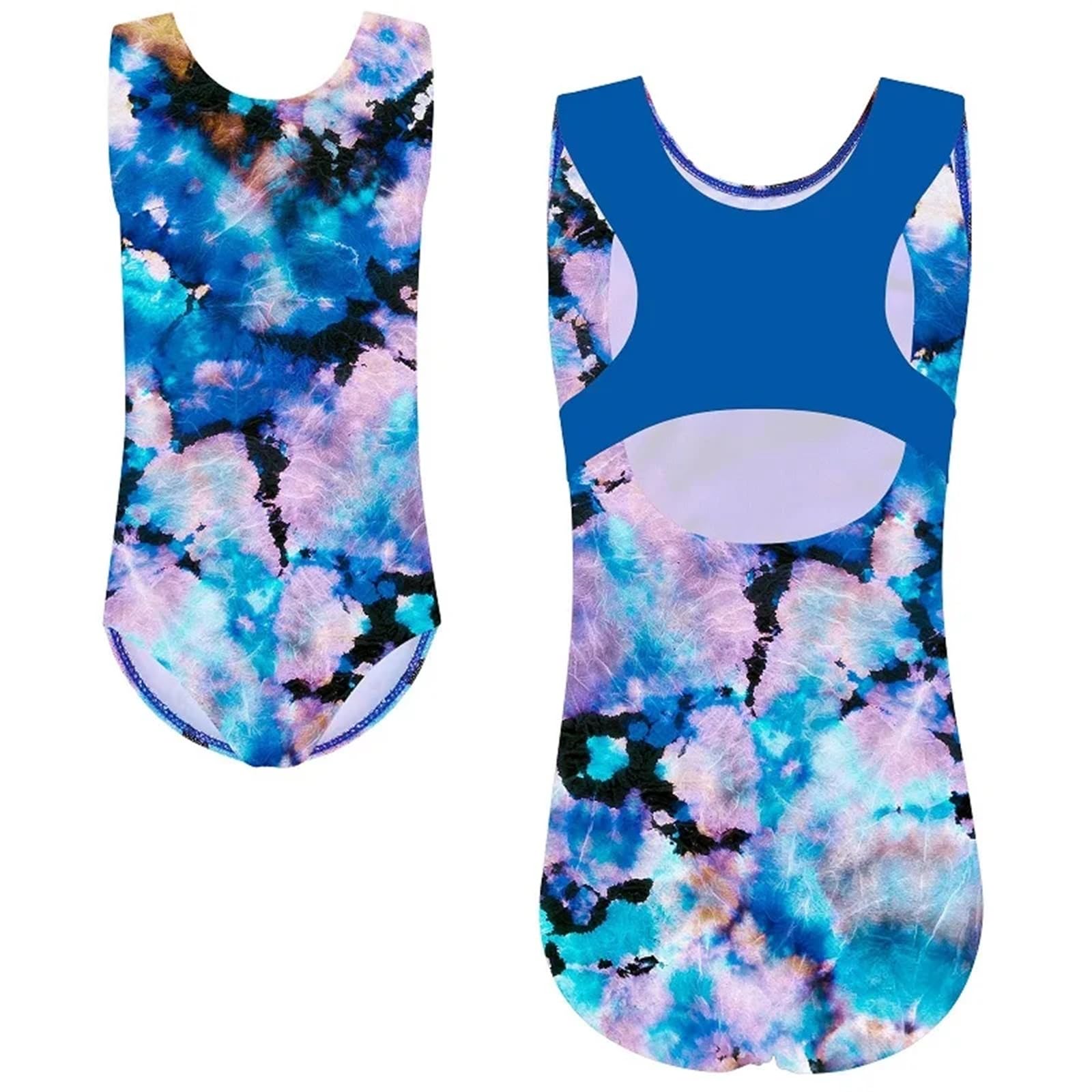 Maillot gimnasia ritmica niña Leotardo de Ballet for niñas de 3 a 12 años, ropa de entrenamiento de práctica de bailarina sin mangas, leotardo de gimnasia con cuello redondo, trajes de baile(B233 Blue