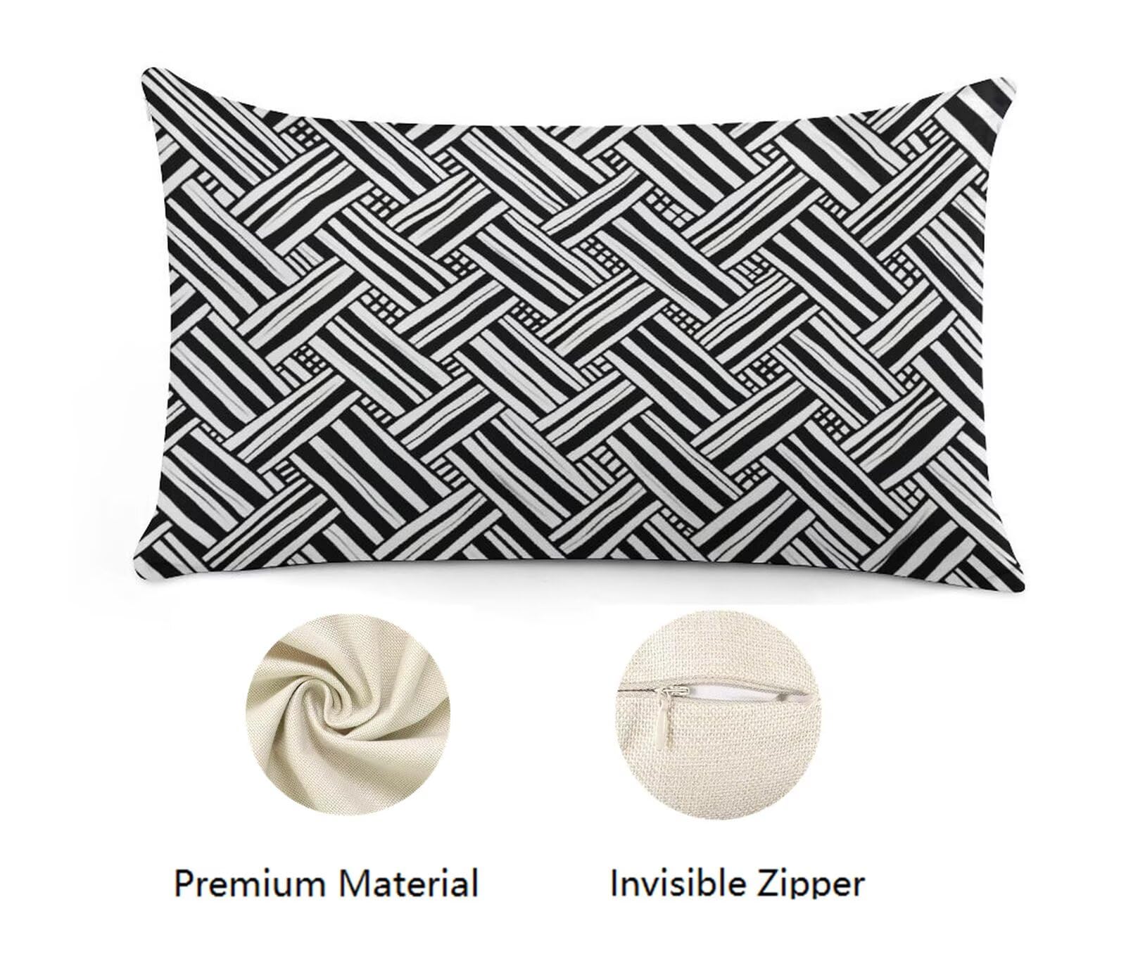 2et Set Kissenbezug 40x70 cm Outdoor Kissen Schwarz Wasserdichte Sofakissen Zierkissen Dekokissen Wasserfest Kissenbezüge Weiß CouchKissen Kissenhüllen Pillow Case für Garten Sofa Outdoor (XY357)