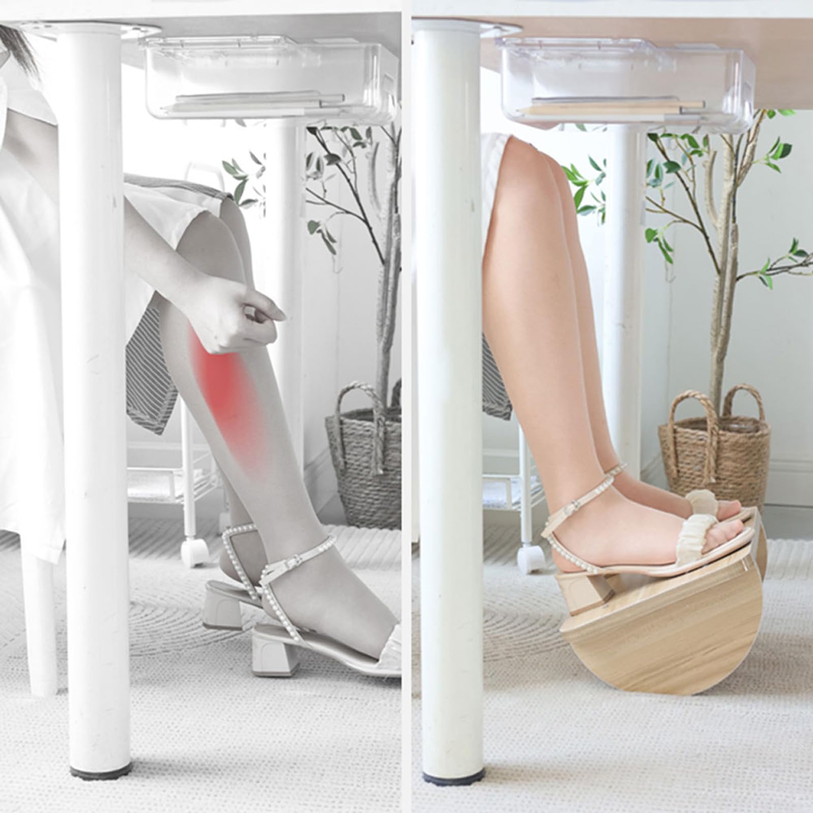 Reposapiés para debajo del escritorio,Reposapies de Oficina,Apoya Pies,Reposa Pie Trabajo Escritorio,Reposapiés de Madera,Reposapiés de Masaje de Pies Ergonómico para Oficina,Hogar,Taburete de Baño