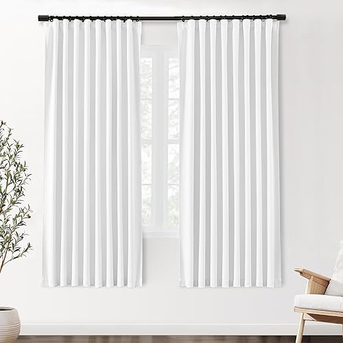 Miniatura 66 de SHINELAND Cortinas opacas de 102 pulgadas para sala de estar, cortinas opacas con pestaña trasera de 102 pulgadas de largo para dormitorio, Crema