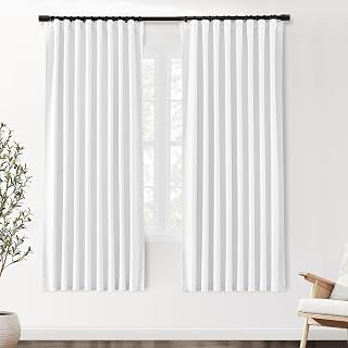 SHINELAND 72 Inch White Curtains, Back Tab Thermal Insulated Drapes for Living Room Bedroom