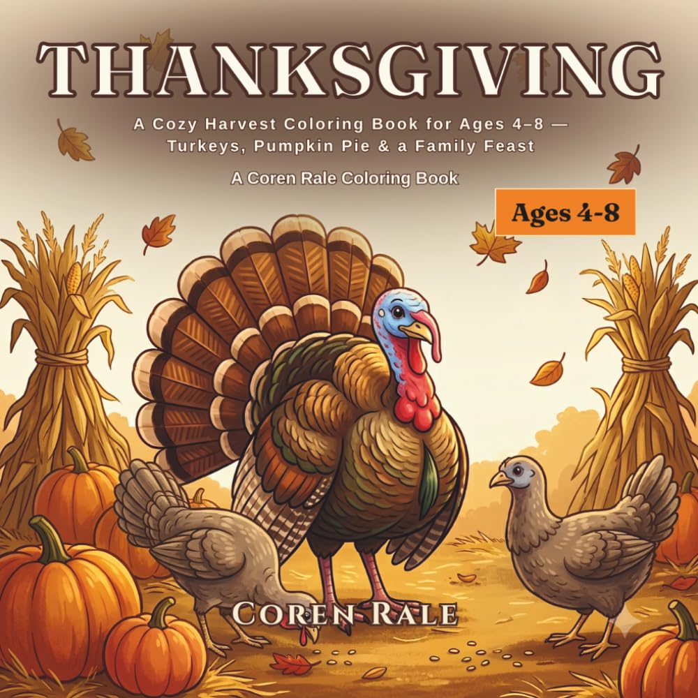 Thanksgiving: A Cozy Harvest Coloring Book for Ages 4–8 — Turkeys, Pumpkin Pie & a Family Feast (Coren Rale Seasonal Coloring Books)