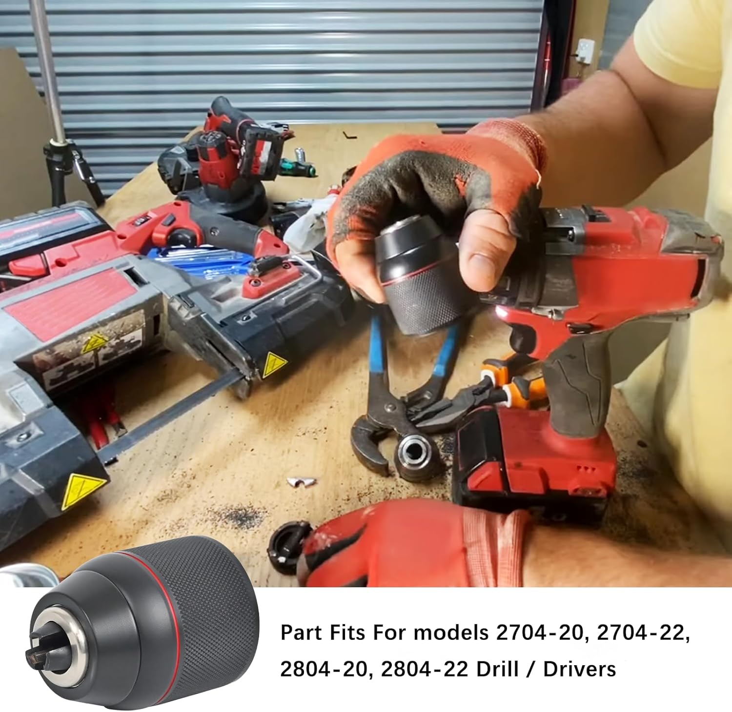 42-66-1006 1/2" drill chuck Fits For models 2704-20, 2704-22, 2804-20,2804-22 Drill/Drivers Replaces 42-66-2706 & 42-66-2707 Chucks