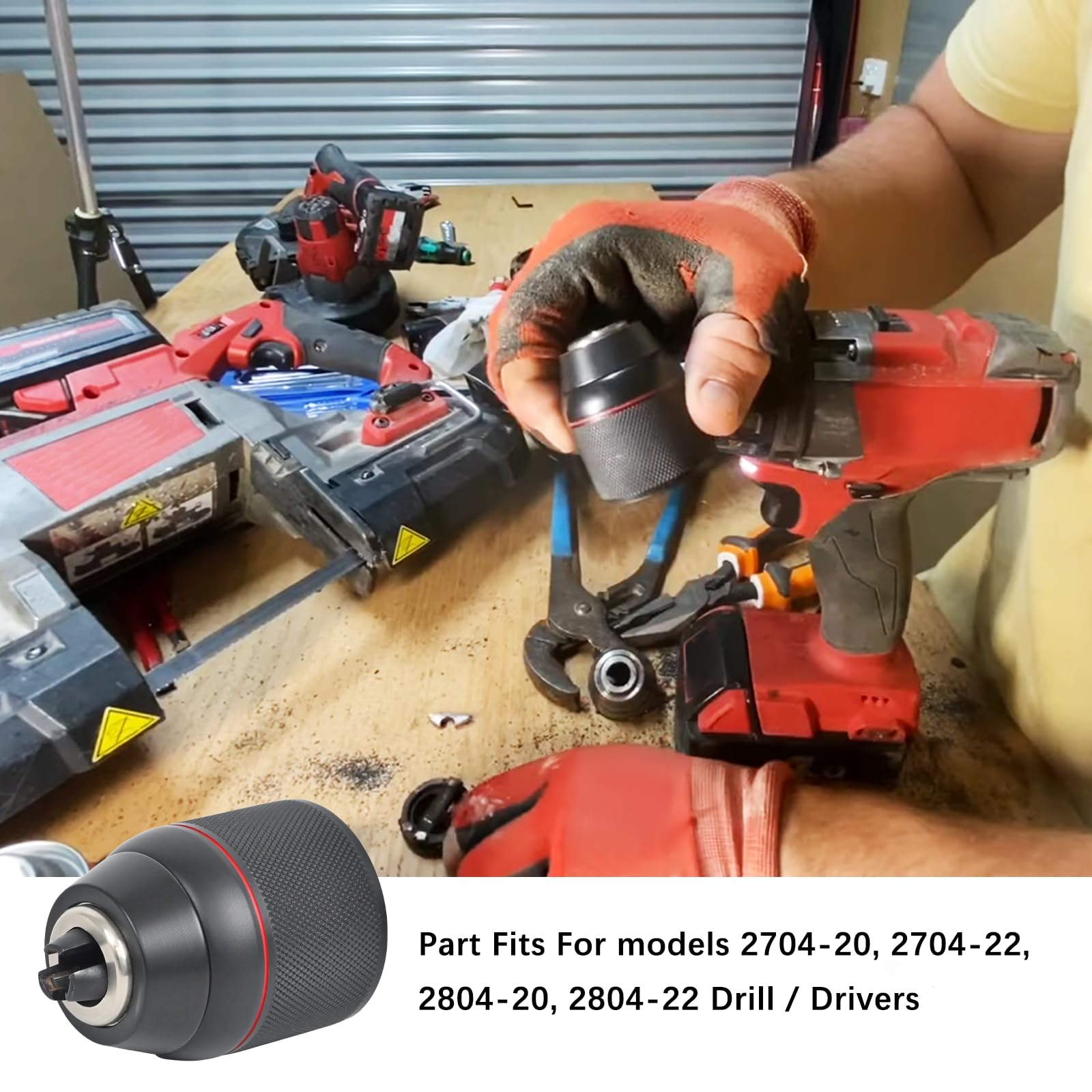 SURPOUF 1/2" Keyless Drill Chuck Replacement - Fits Milwaukee 2704-20, 2704-22, 2804-20 Models