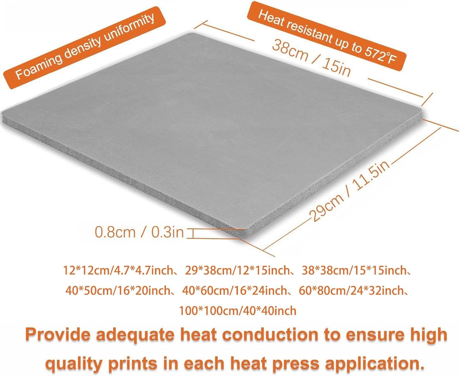 Heat Press Machine Silicone Rubber Mat, Thickness 10mm, High Temperature Resistant Sponge Replacement Plate For Heat Press Machine(23.6 * 31.5in)
