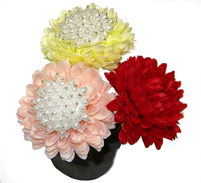 Amazon 振袖 袴用髪飾り ピンポンマム３本組 パールビーズ ｕピン 赤セット 赤セット 和装小物 通販