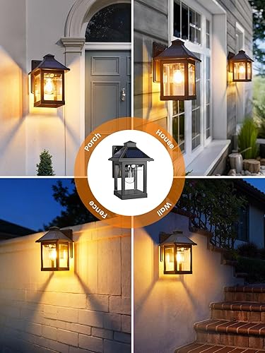 Miniatura 7 de LUHLEE Luces solares para porche al aire libre, paquete de 2 luces solares de pared con sensor de movimiento con 3 modos de iluminación, aplique de