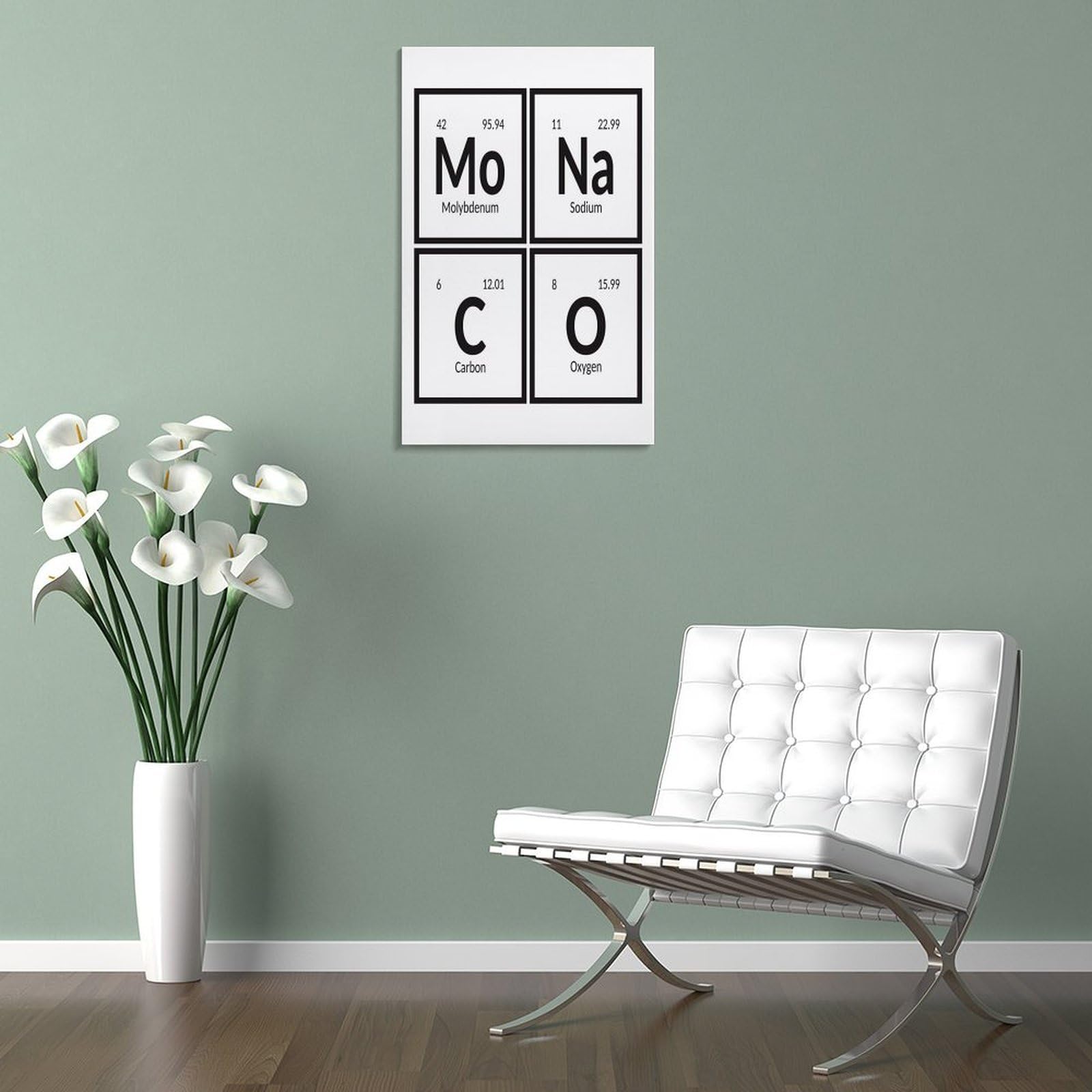 Monaco Periodensystem, Raum-Poster, Büro, Raumdekoration, kosmischer Sternenhimmel, Wandkunst-Poster für Wanddekoration, 60 x 90 cm
