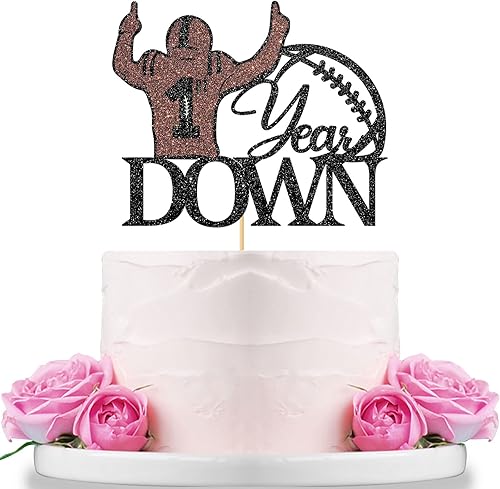 Miniatura 1 de WeBenison Decoración para pastel de 1er año, fiesta de baby shower, fútbol para niños y niñas, decoración de fiesta de primer cumpleaños, purpurina