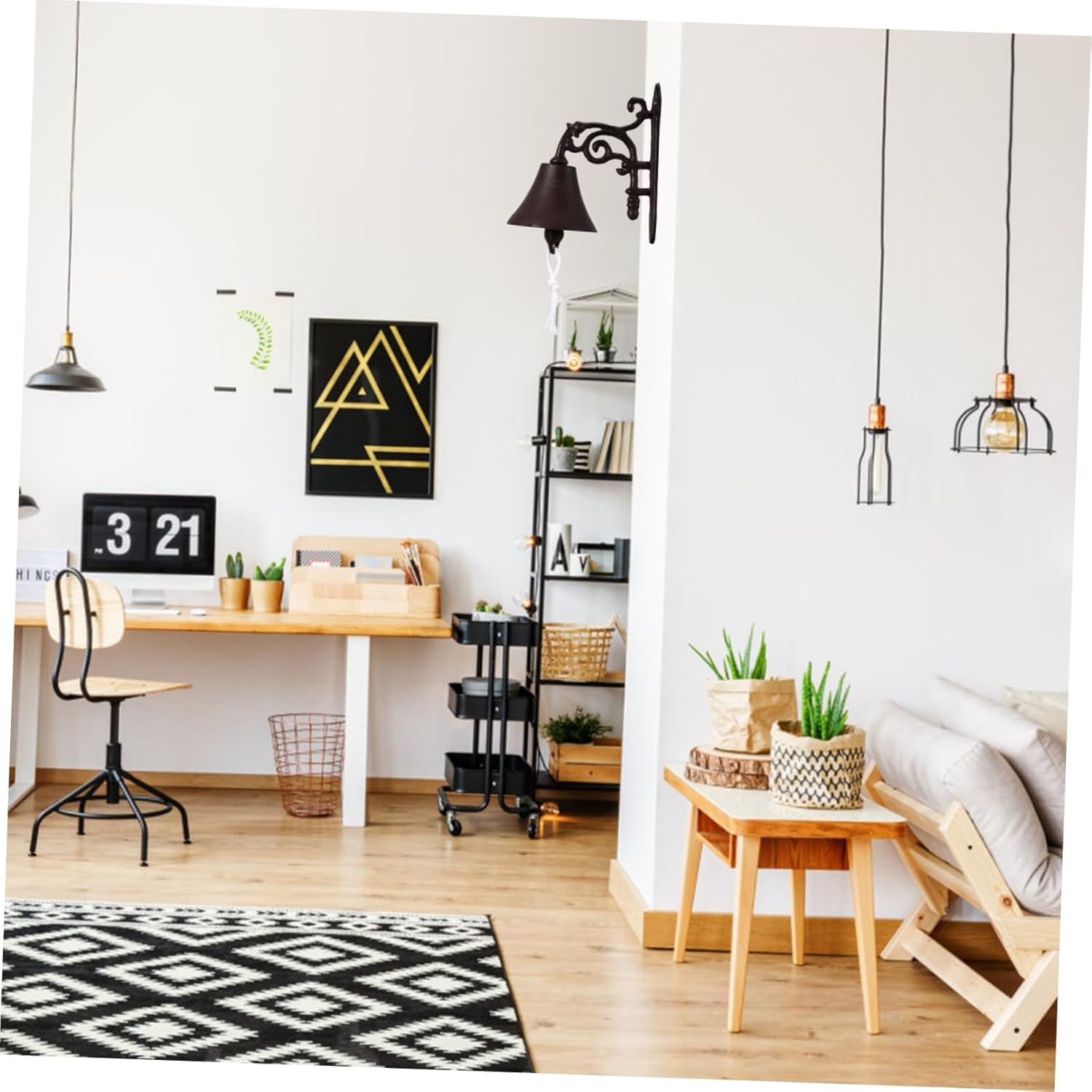 NUOBESTY 1Set Outdoor Rustic Cast Iron Shaking Doorbell Vintage Wall Mounted Bell for Home Garden Farm Decor Durable Retro Design with Craftsmanship