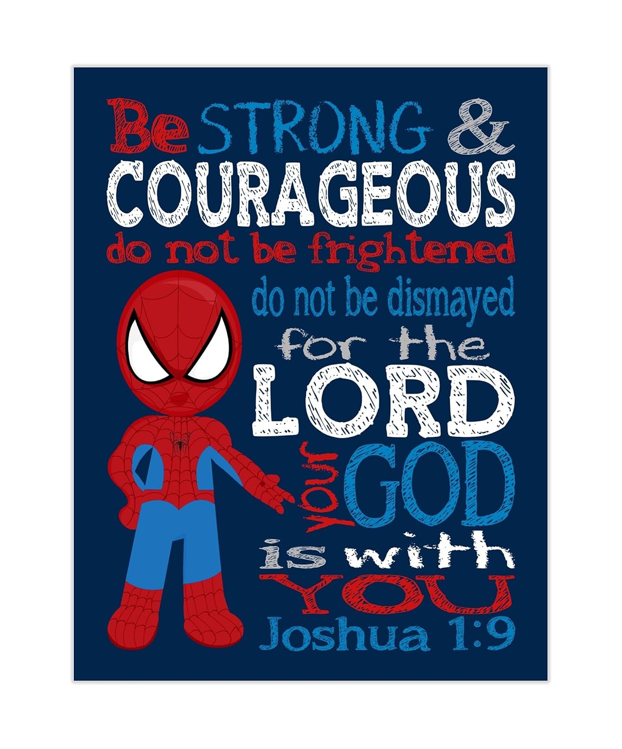 Spiderman Superhero Christian Nursery Decor Unframed Print
