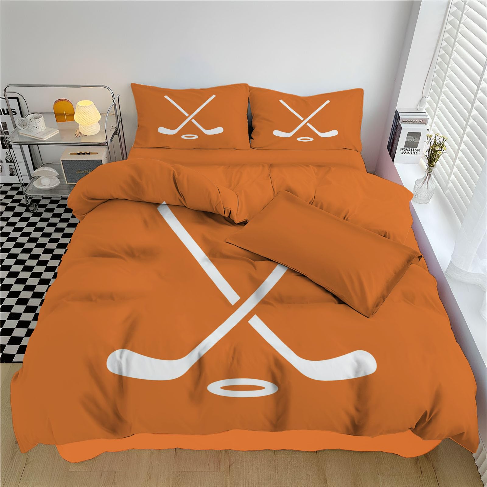 Parure de lit 220x240cm bâton de baseball et hockey orange