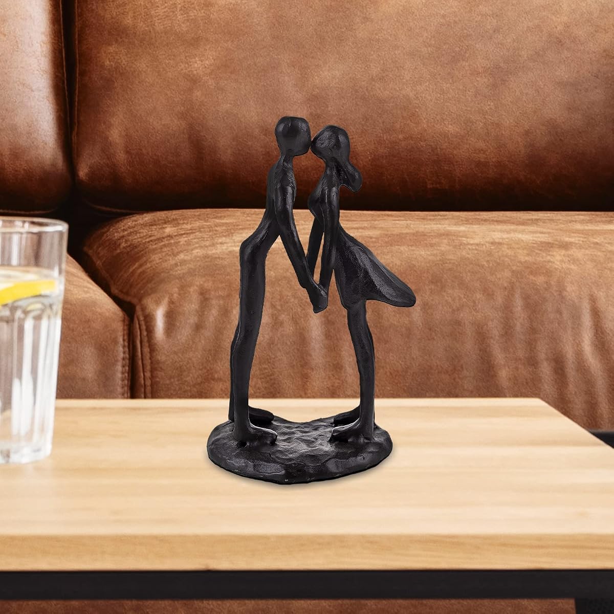 Sziqiqi Metalowa figurka całującej się pary, Nowoczesna figurka dekoracyjna Żelazna figurka, Spersonalizowana rzeźba Ornament, Czarne abstrakcyjne figurki, Rocznica Wesele Pamiątka Prezent dla ich żon