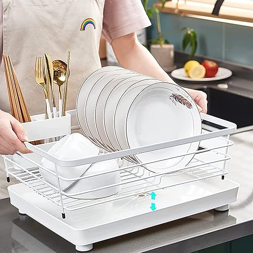 Miniatura 3 de Escurridor de platos con escurridor, escurridor de platos de metal, escurridor de platos para fregadero de cocina, ahorro de espacio, escurridor de