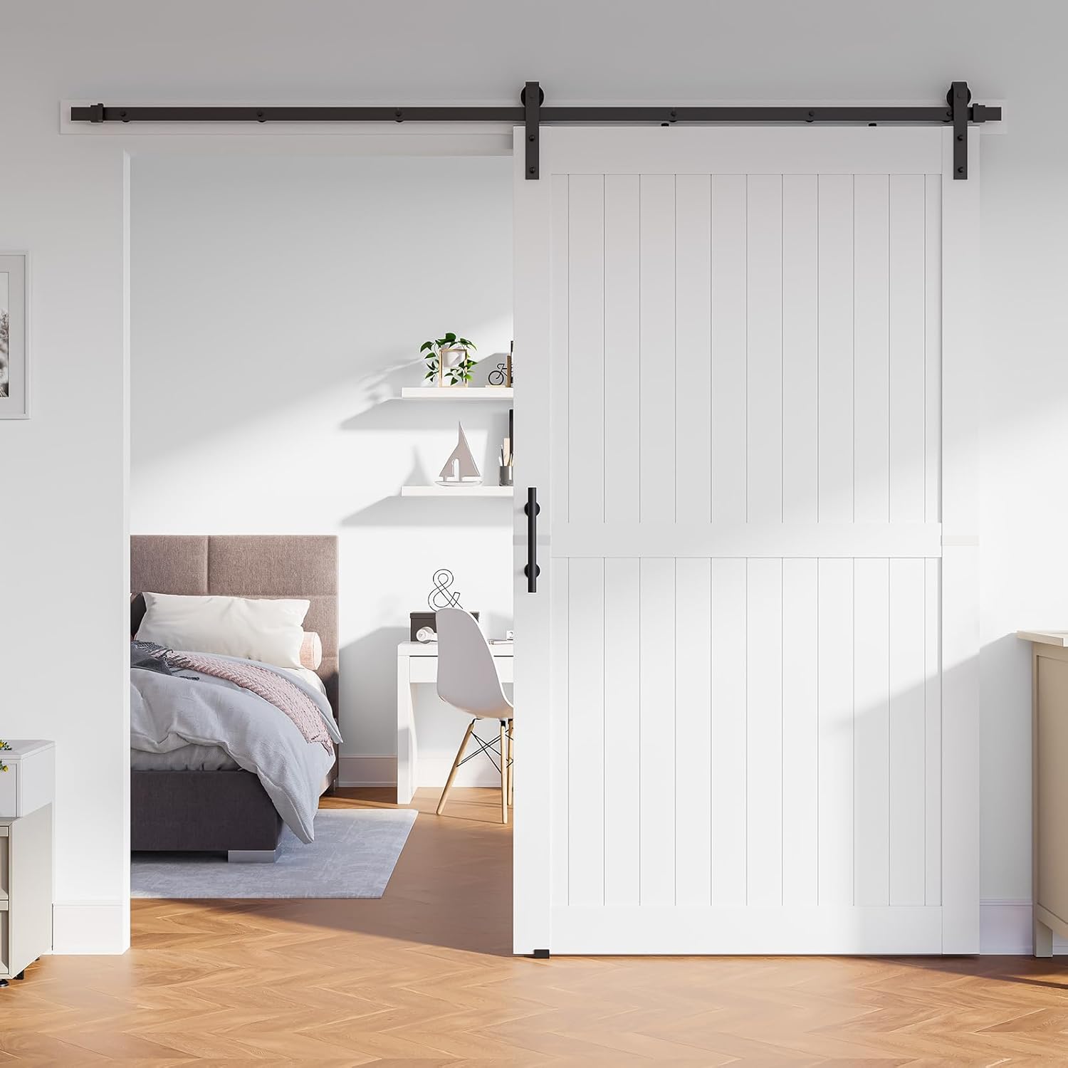 SMARTSTANDARD 調節可能なフロアガイド すべてのスライド式バーンドア用 - DIY者のための8つのセッ - ドアプルハンドル スライディングバーンドアハンドル ゲートプル