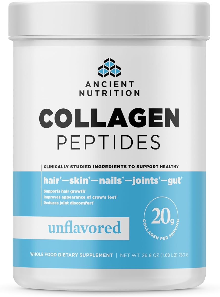Polvo de péptidos de colágeno hidrolizado de Ancient Nutrition, sin sabor