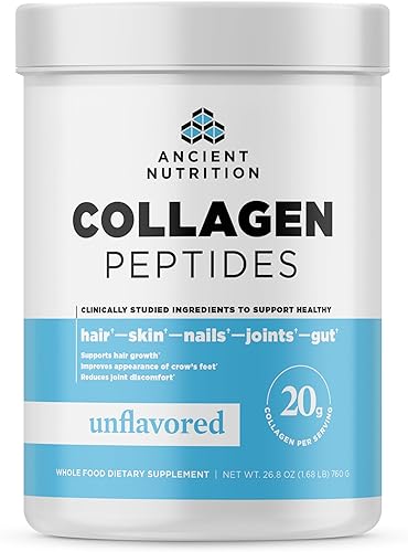 Ancient Nutrition - Péptidos de colágeno hidrolizado en polvo, sin sabor, ayuda a tener la piel, articulaciones, intestino saludables, apto para
