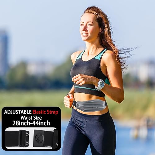 Miniatura 3 de Cinturón delgado para correr para hombres y mujeres, riñonera para correr para mujer, bolsa de cintura para entrenamiento y trotar, Gris
