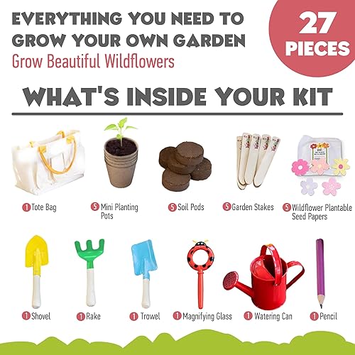 Miniatura 3 de My First - Kit de jardinería para niños pequeños, 27 piezas de juguetes para niños al aire libre y juego de jardinería para niños pequeños con juego