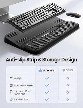 Vaydeer Keyboard Stand with Wrist Rest, Memory Foam, Black