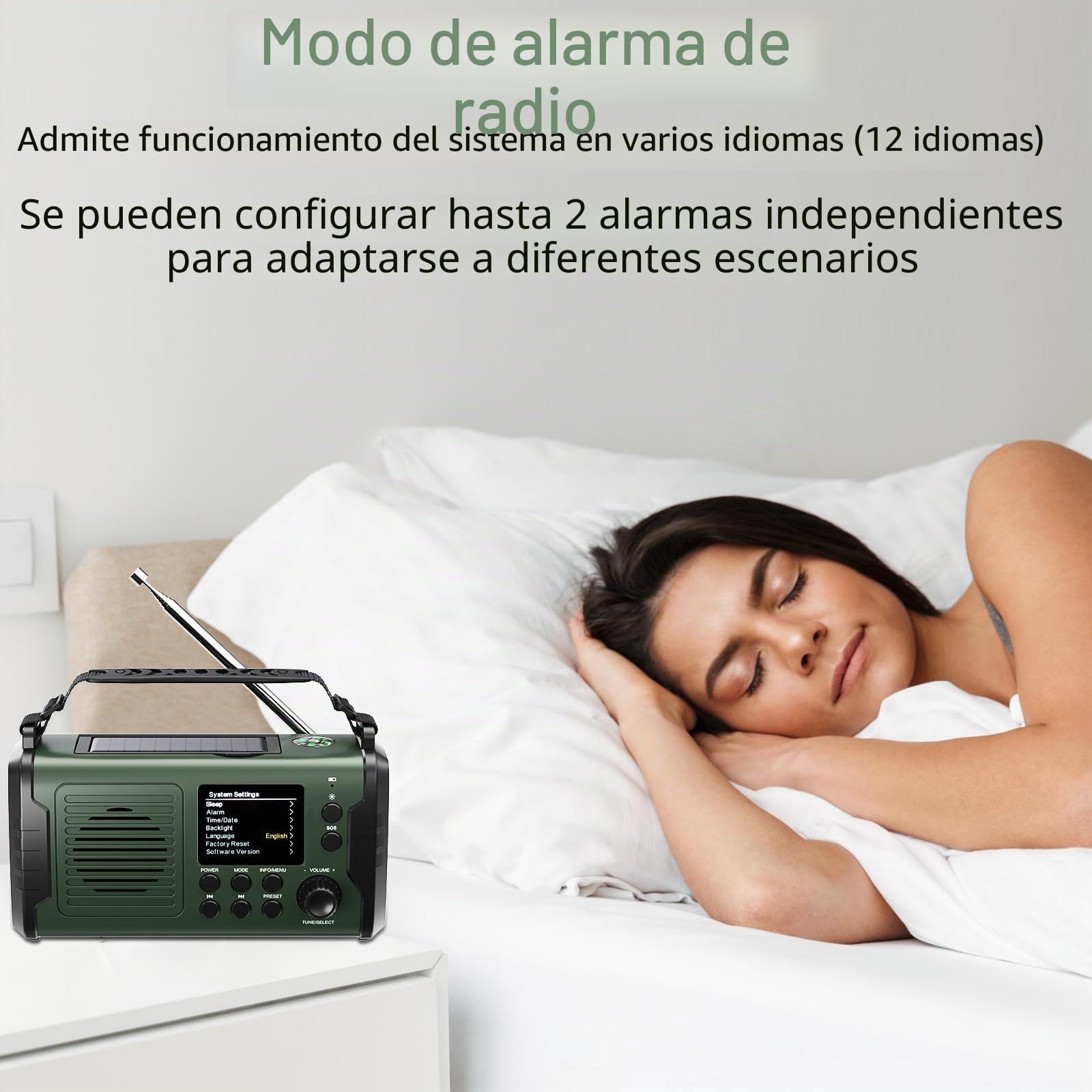 20000mAh Dab/Dab+/FM Radio Portatil Solar,Bluetooth 5.3 Radio con Manivela, 3 Métodos de Carga, Radio Emergencia 11 en 1 con Batería Externa, SOS, Linterna, Brújula,Tarjeta TF y luz de Lectura