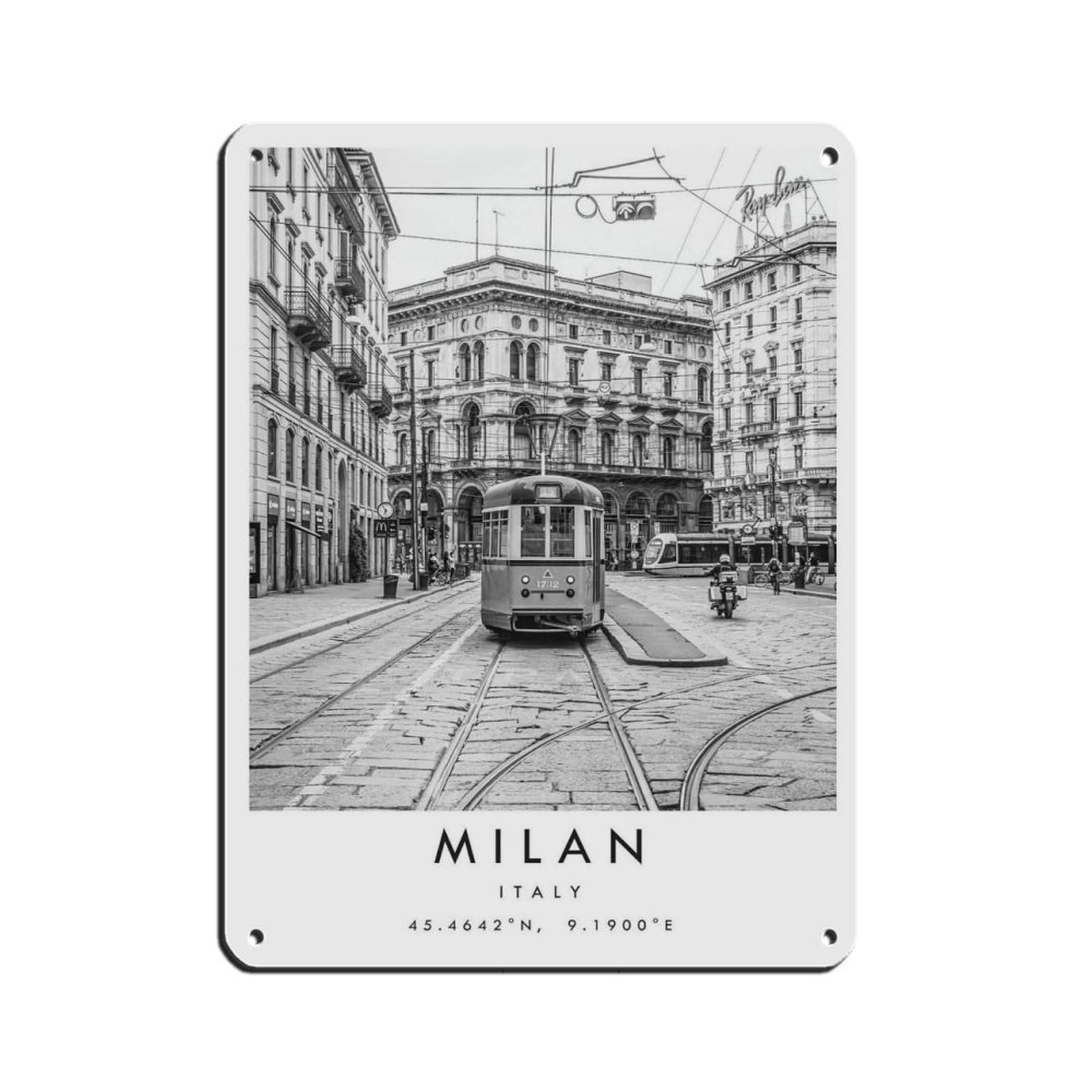Milan Travel（20） Tin Sign Vintage Metal Pub Club Cafe Bar Home Wall Art Decoration Poster Retro 12x16inch(30x40cm)